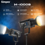 Simpex M-1000B, 1000W Bi-Color COB LED Video Light, 2700K-6500K, CRI 96