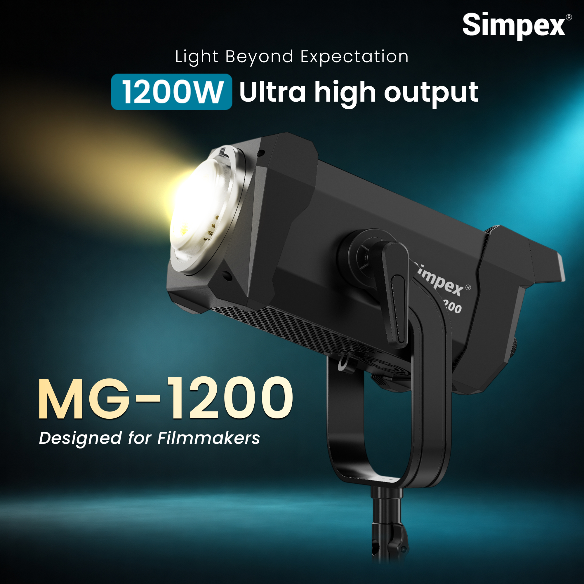 Simpex MG-1200 1200W Bi-Color COB LED Video Light, 2700K-6500K Adjustable Colour Temperature